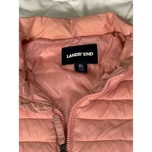 Lands End Primaloft Quilted Jacket Women's Pink Full Zip RUNNING MED OR SM